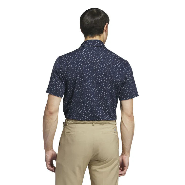 ParWestGolf Adidas Ultimate365 allover print golf polo shirt, men's casual clothing with vibrant pattern and breathable fabric.