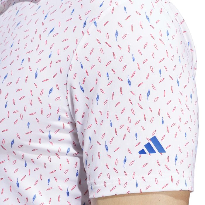 Adidas Ultimate365 allover print golf polo shirt in lightweight fabric, featuring vibrant pattern and classic fit for active wear.