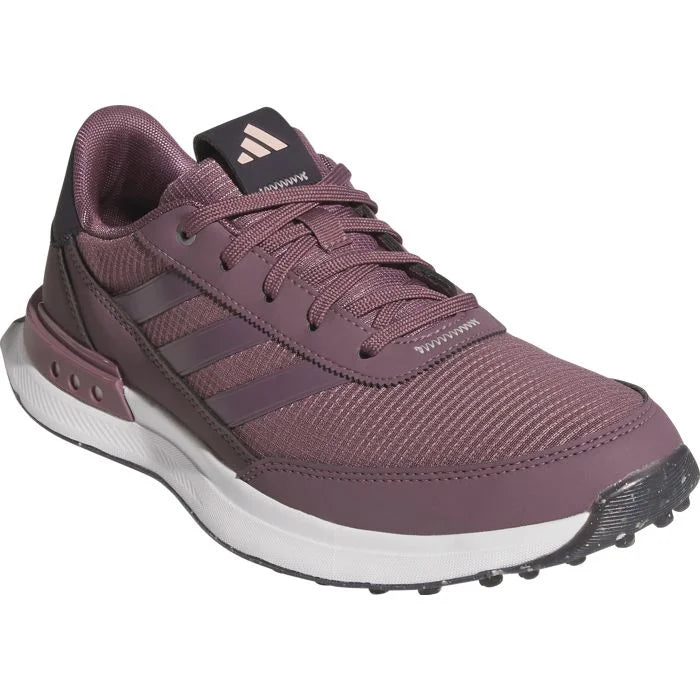 Adidas Women's S2G Spikeless 24 golf shoes with white and gray design, featuring cushioned soles and breathable material.