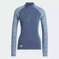 Adidas women's Ultimate365 quarter-zip golf pullover in lightweight fabric, black with subtle branding, suitable for golf or casual wear.