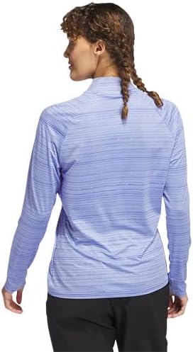 Adidas women's Ultimate365 quarter-zip golf top in black, lightweight long sleeve clothing with stand collar and full zipper.