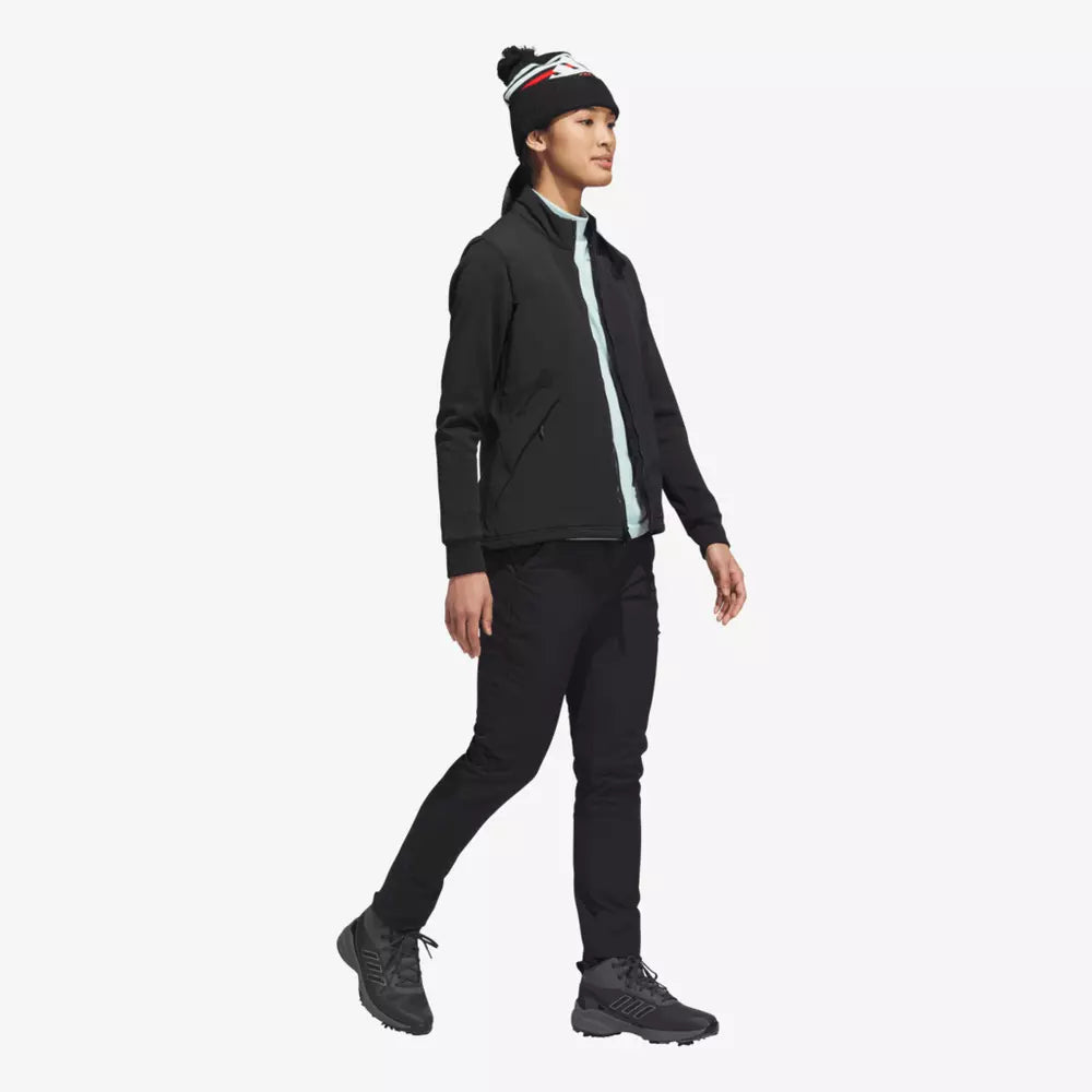 Adidas women's Ultimate365 Tour Frostguard full zip golf jacket, lightweight outerwear with a sleek fit and weather-resistant fabric.