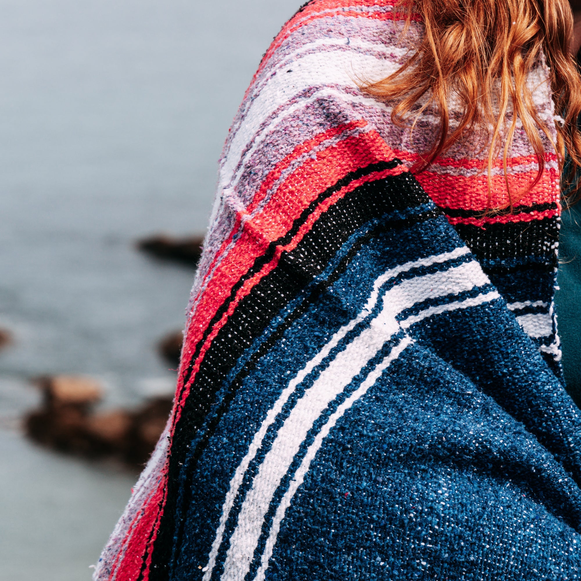 Aegean Blue & Pink Baja Diamond Blanket - OVERLANDERS Outfitter
