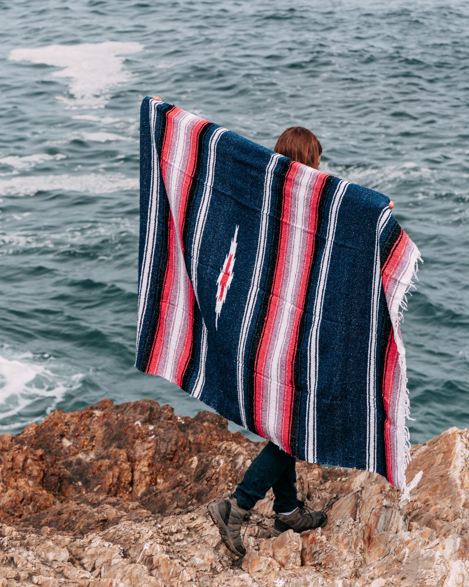 Aegean Blue & Pink Baja Diamond Blanket - OVERLANDERS Outfitter