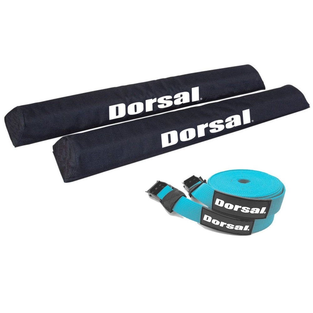 DORSAL Aero Roof Rack Pads with 15 ft Surf Straps - Pack of 4 for Car Surfboard Kayak SUP Long - OVERLANDERS Outfitter