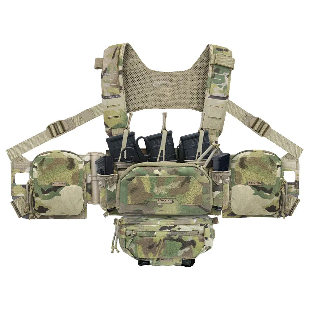 HCC Tactical Warfighter Wings tactical gear with multiple pouches and attachments for military or tactical use.