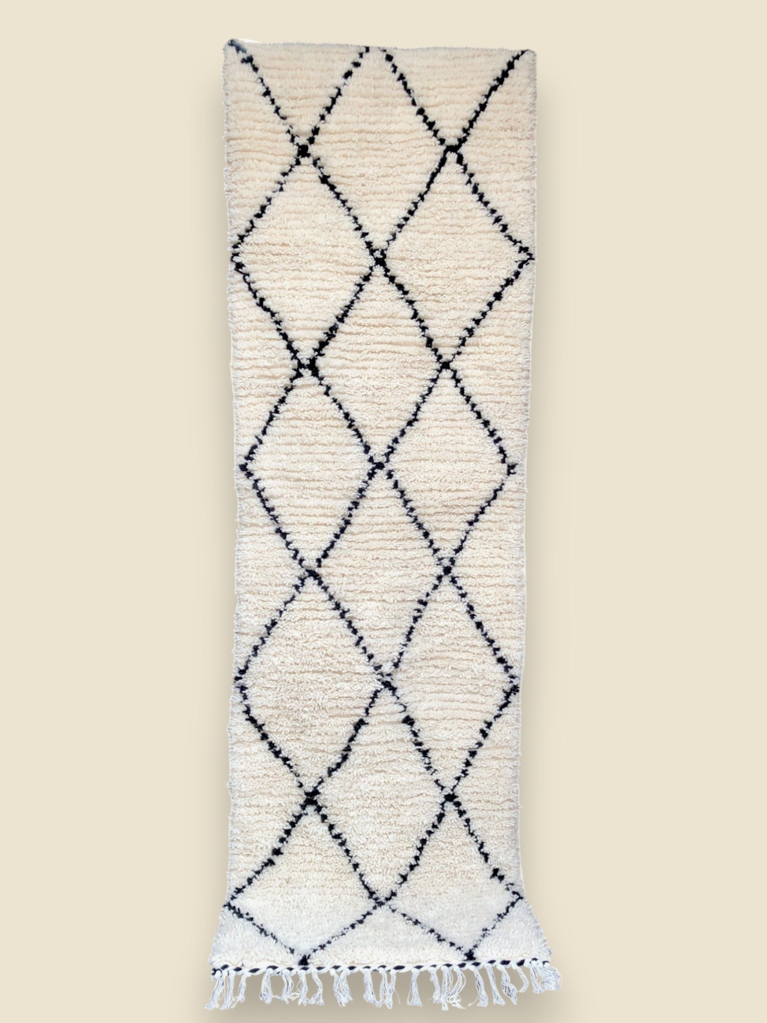 Aicha Moroccan Runner Rug – Black & White Wool - We The Collective