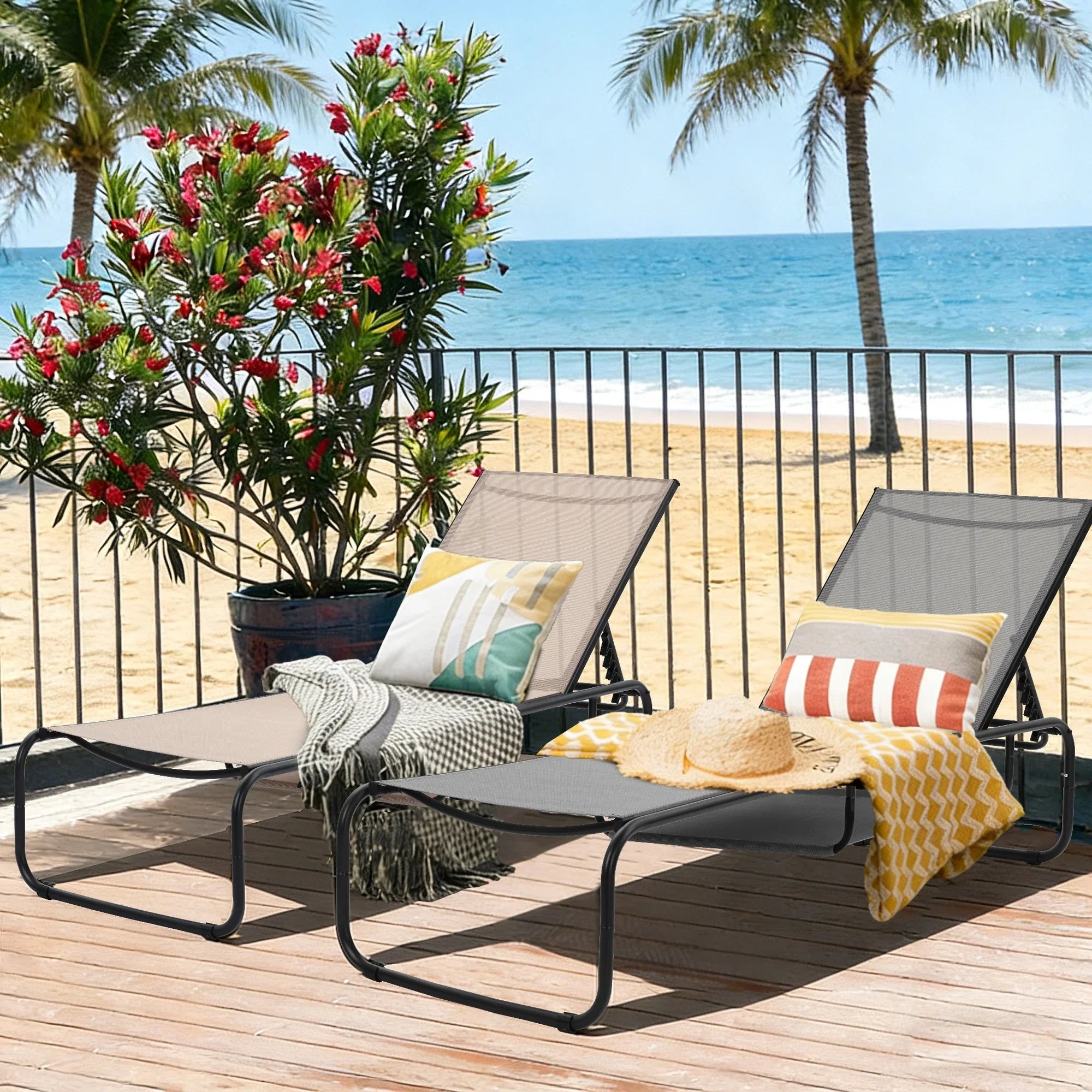 Ainfox 2 pcs Patio Lounge Chair Outdoor, Pool Lounge Chairs - OVERLANDERS Outfitter