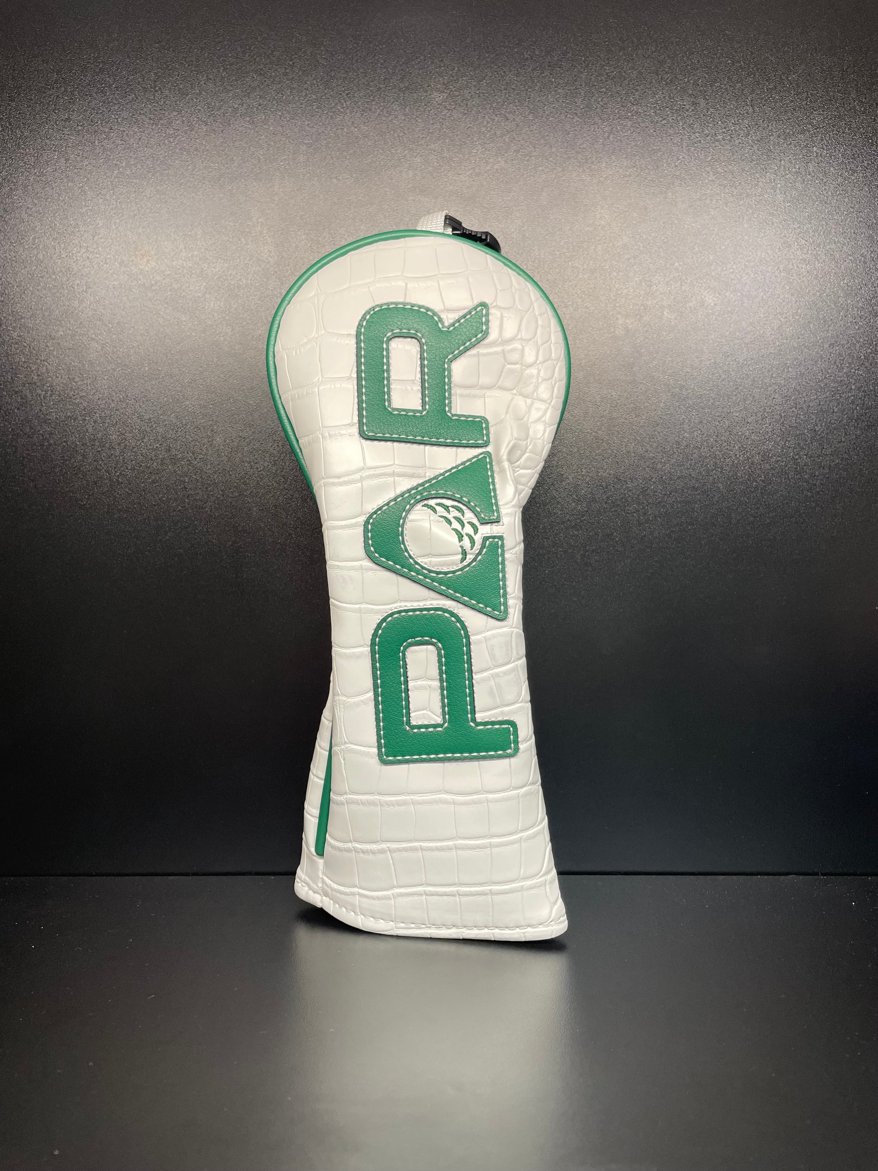 Alligator design golf club headcover by ParWestGolf, featuring a detailed green alligator shape for protective golf club cover.