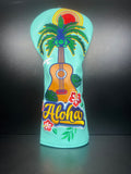 ParWestGolf Aloha Good Vibes Only golf club headcover with colorful tropical design and embroidered text.
