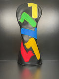 Colorful ParWestGolf alphabet letters golf club headcover with a playful design for protecting golf clubs.