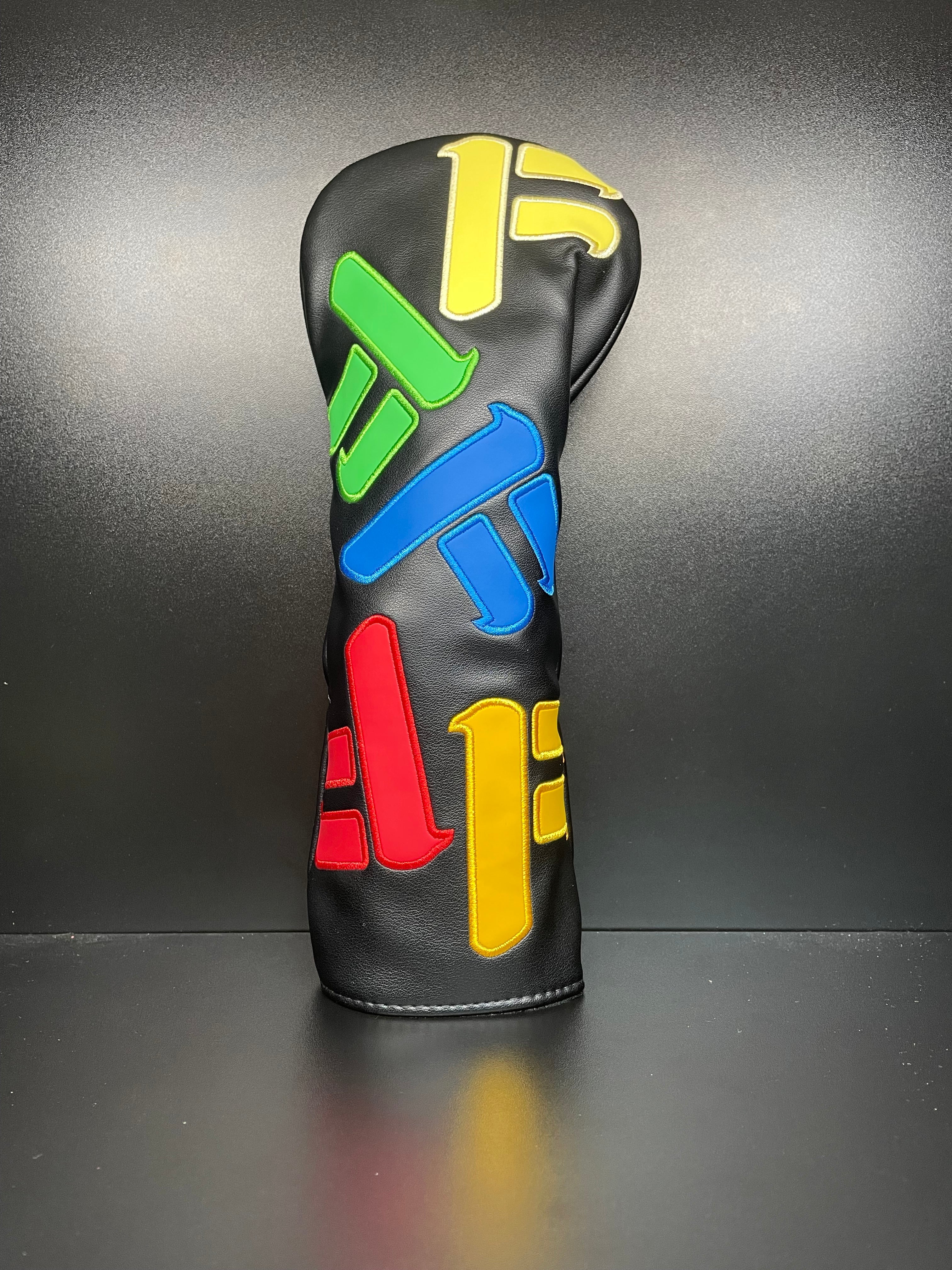 Colorful ParWestGolf alphabet letters headcover for golf clubs, featuring a vibrant, soft fabric design with letter embroidery.