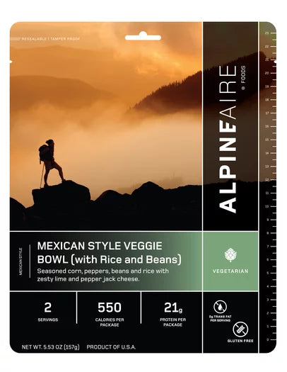 AlpineAire Mexican Style Veggie Bowl | Vegetarian & Gluten-Free Cook-in-Pouch Meal