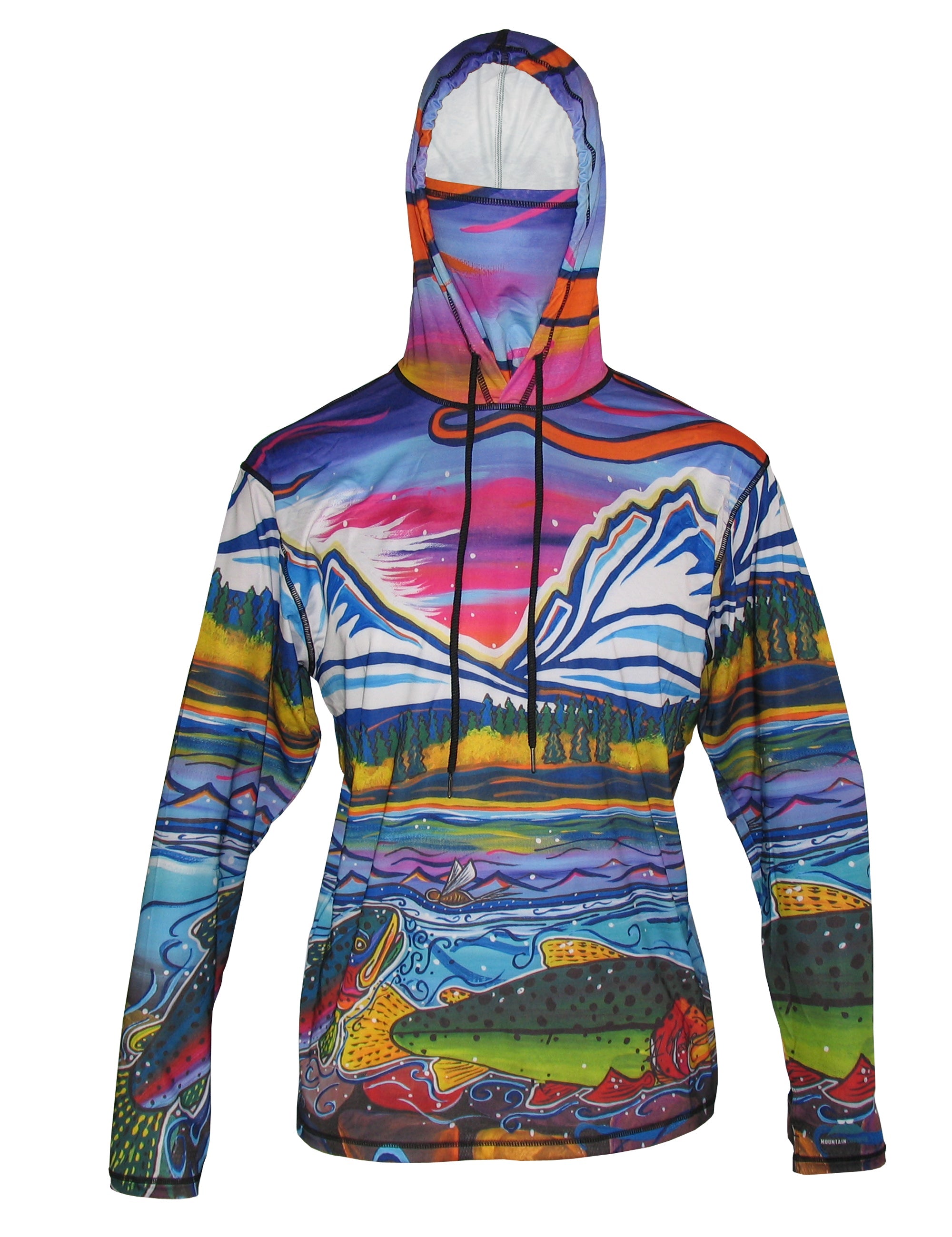 Lightweight mountain graphic hoodie from Sunpro by Cognito Brands, Inc., featuring an alpine lake scene on the front.