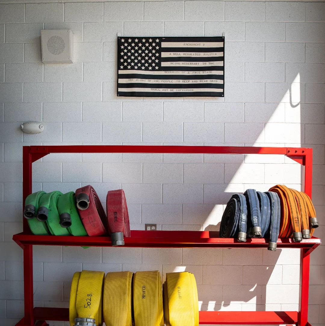 American flag design on combat boot leather, featuring Second Amendment theme by Recycled Firefighter.