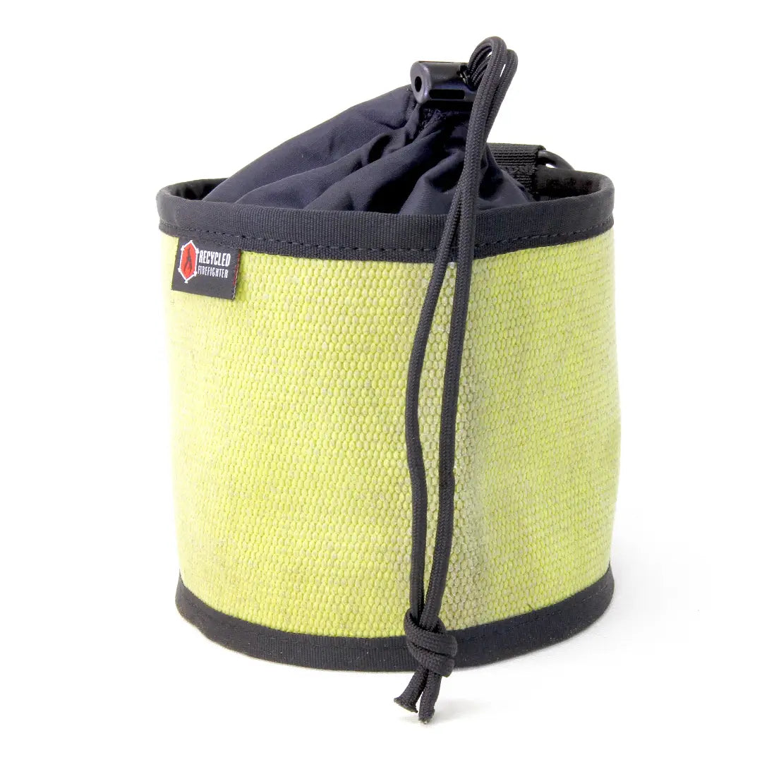 Yellow and black Ammo Gear Bag by Recycled Firefighter with durable fabric and spacious interior for storage.