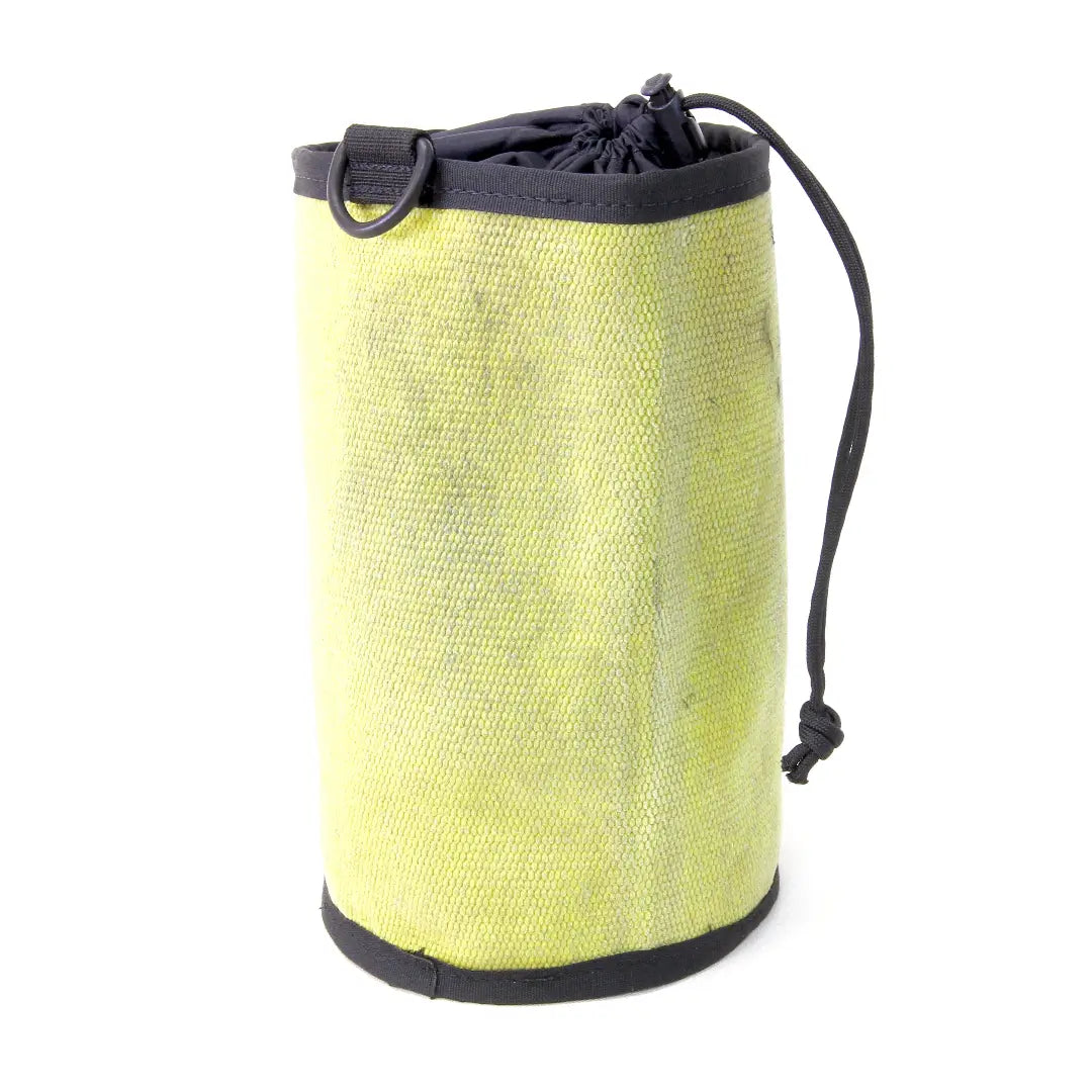 Yellow and black 9-inch Ammo/Gear Bag by Recycled Firefighter with durable straps and spacious interior for storage.