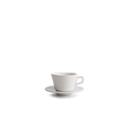 White 3oz espresso cup and saucer set by Created Co., showcasing sleek design and smooth finish.