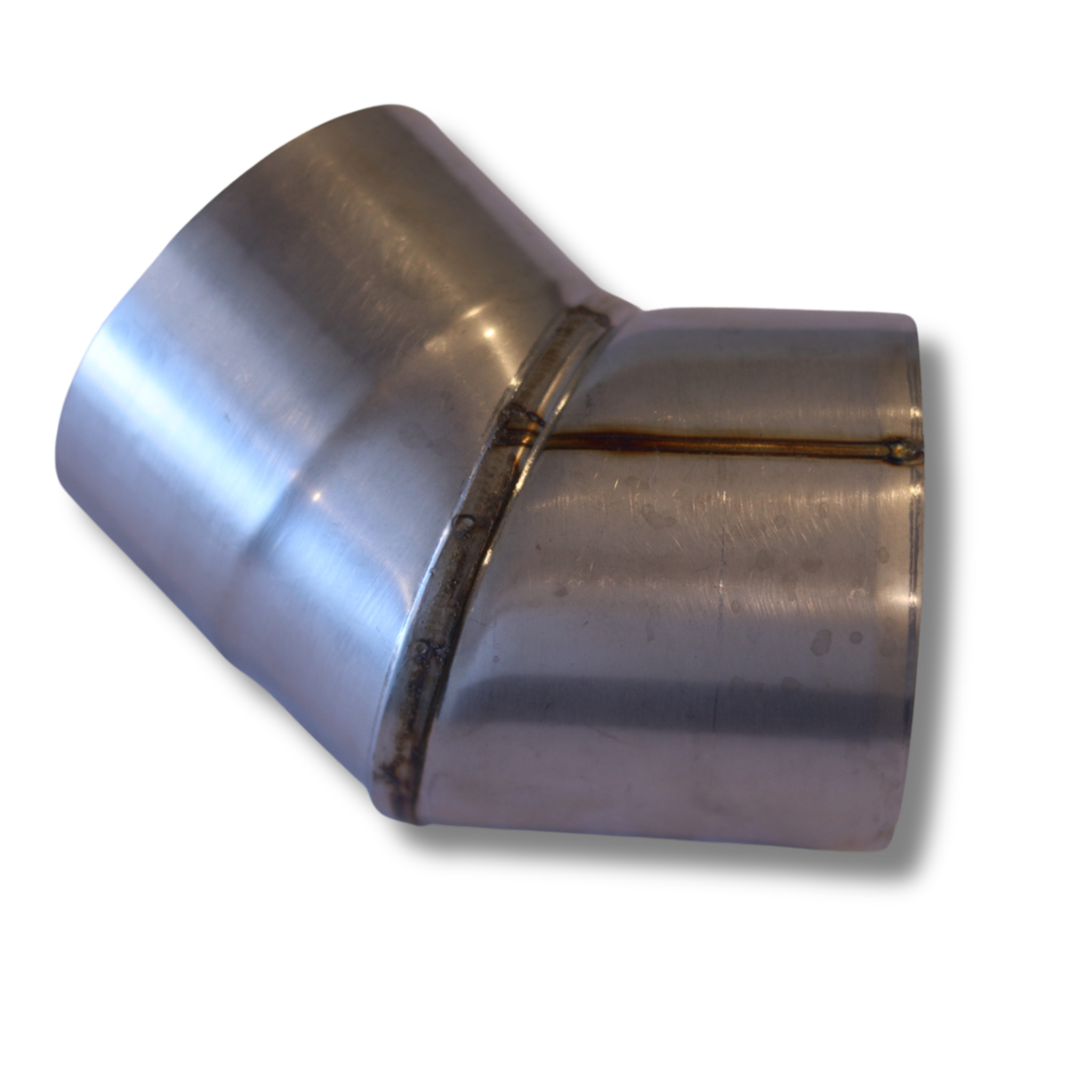 North Shore Sauna 3.5-inch angled stove chimney pipe with 45-degree bend, designed for efficient venting of sauna stoves.