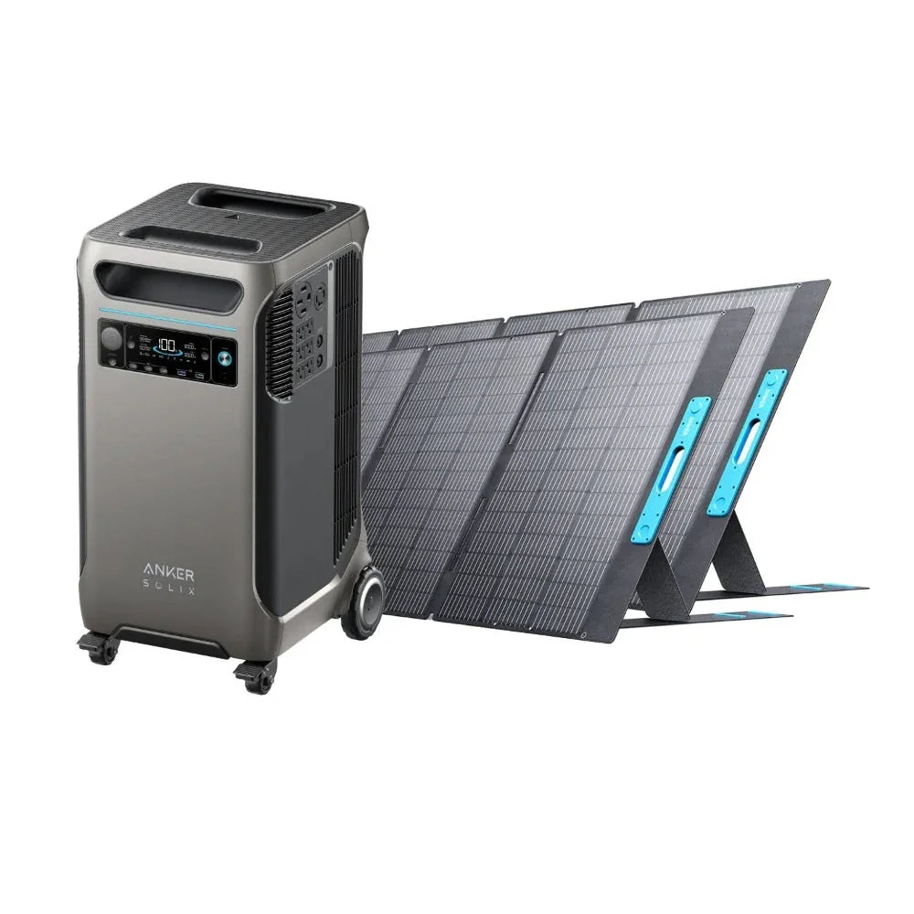 Green Vista Living Anker SOLIX F3800 Solar Generator Kit with two 400W solar panels for portable solar power.