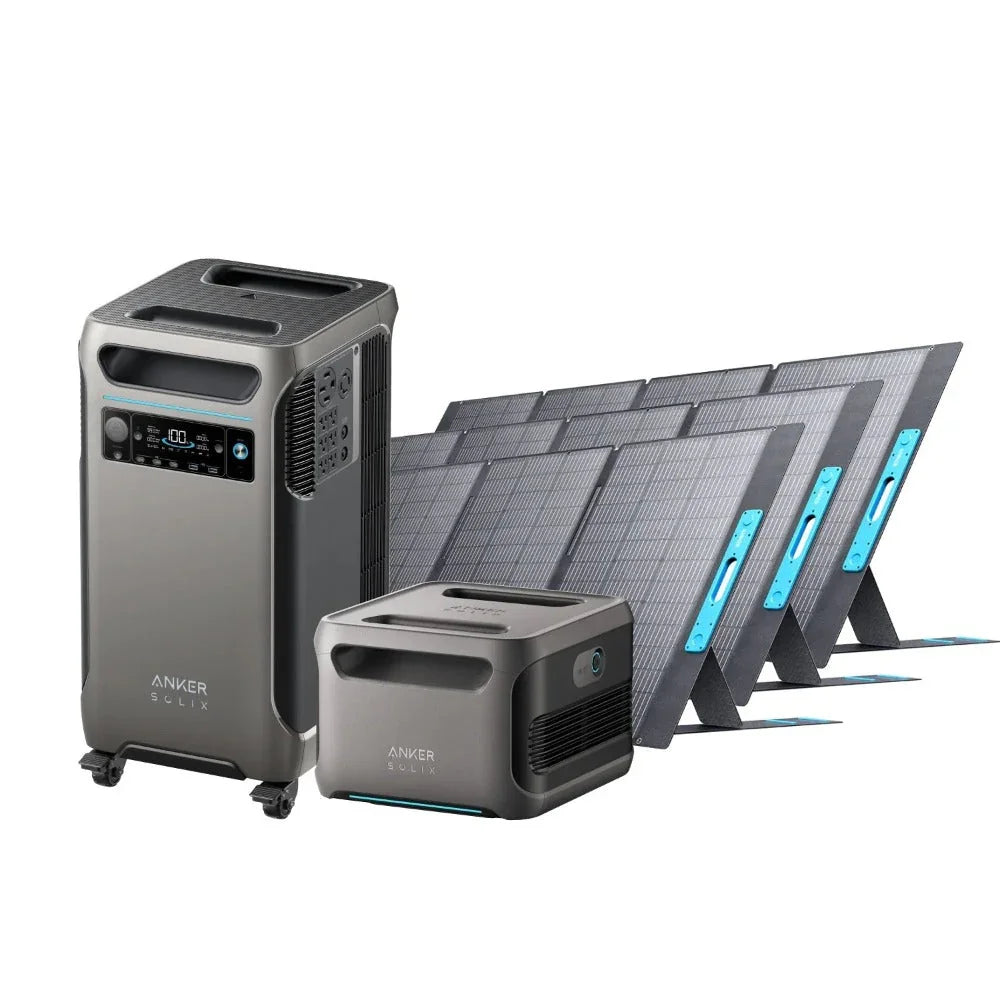Anker SOLIX F3800 solar generator kit with expansion battery and three 400W solar panels by Green Vista Living