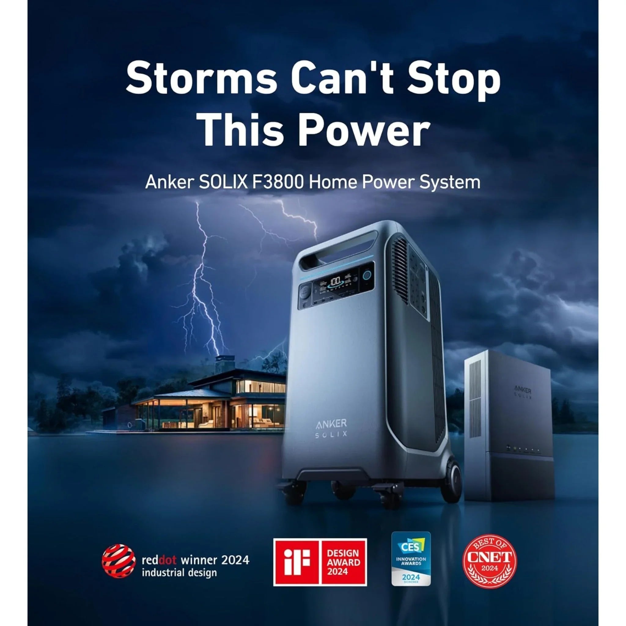 Green Vista Living Anker SOLIX F3800 solar generator kit with storm stopper cover and multiple power outlets, outdoor-ready and portable