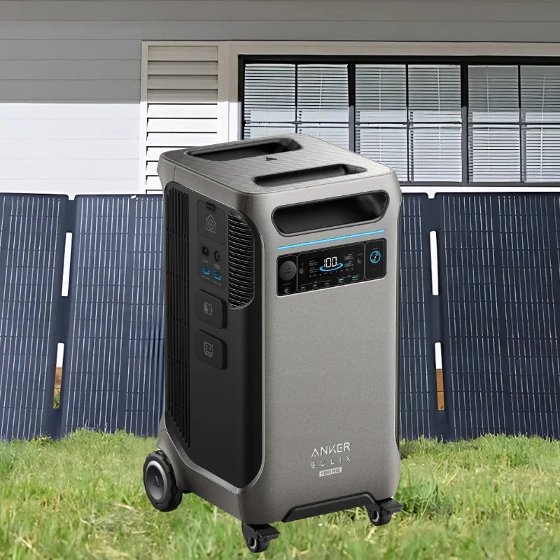 Green Vista Living Anker SOLIX F3800 Plus portable power station with 400W solar panel for renewable energy and outdoor power needs.