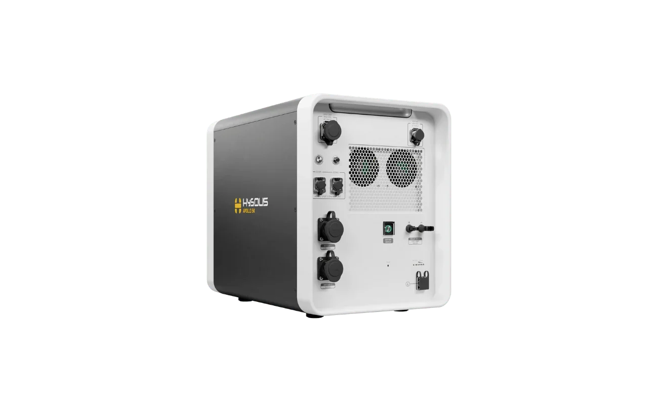 Green Vista Living Hysolis Apollo 5K battery with 10.7kWh capacity, shown in image with battery unit and connections.