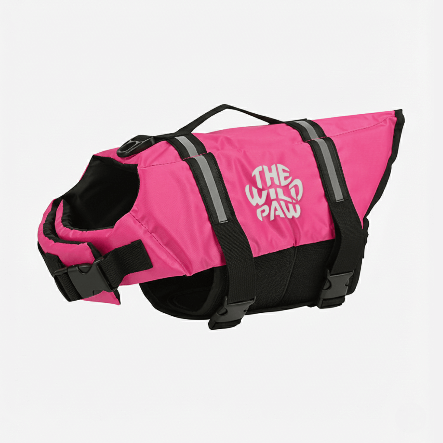 Pink AquaGuard Pro life jacket by The Wild Paw, adjustable flotation vest for safety and comfort during water activities.
