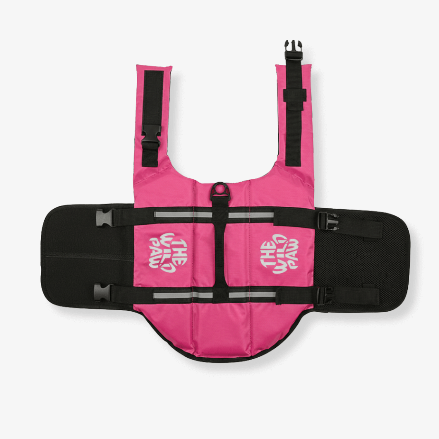 Pink AquaGuard Pro Life Jacket by The Wild Paw, made for safety and comfort, shown on a mannequin.