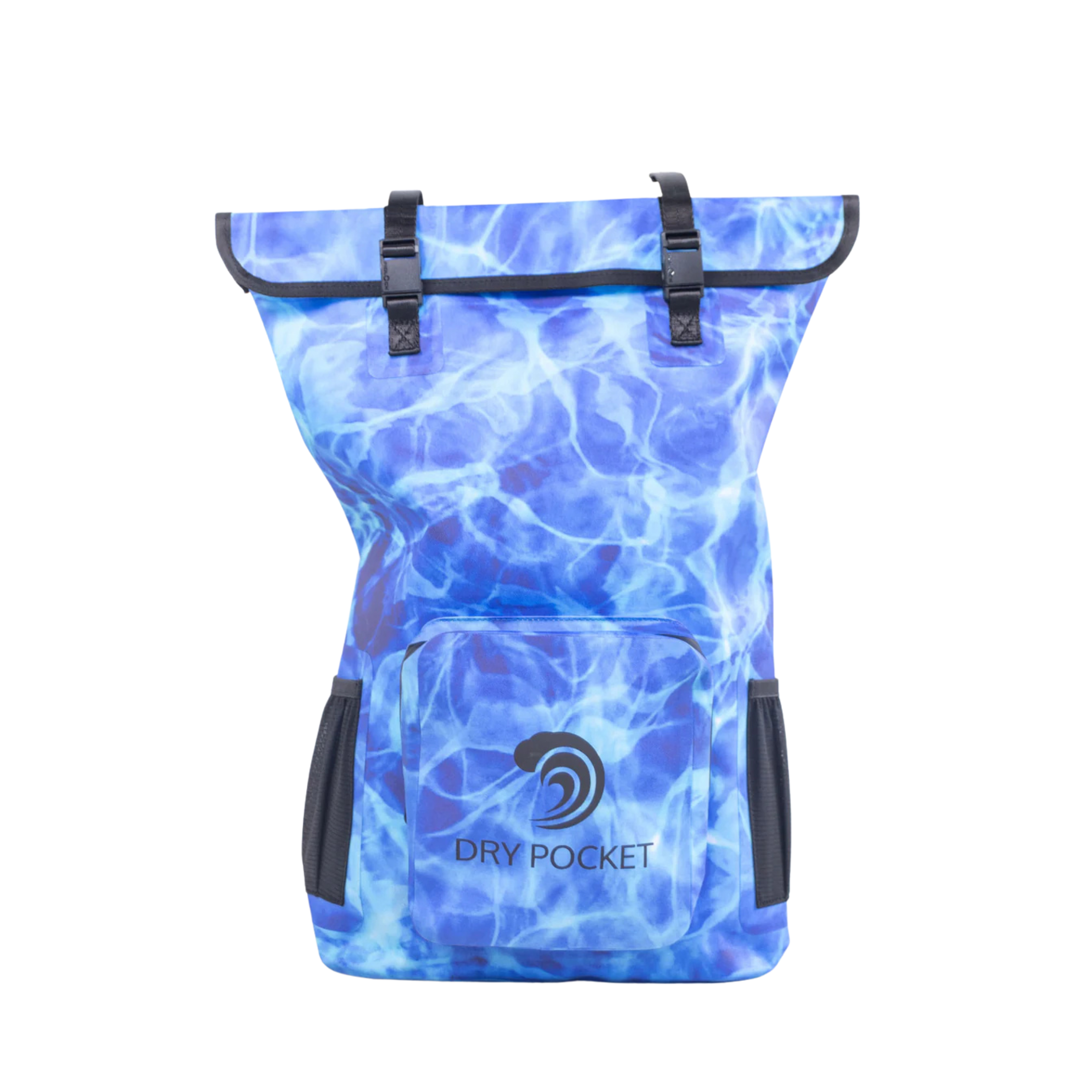 Aqua blue Dry Pocket waterproof floating backpack dry bag for outdoor and water activities, made of durable, waterproof material.