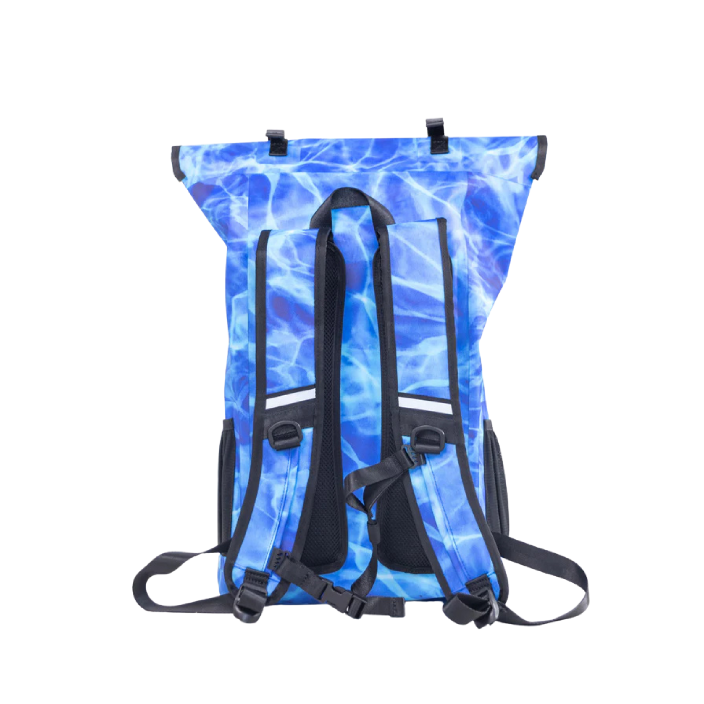 Aqua blue waterproof floating dry bag from Dry Pocket, designed for luggage and outdoor adventures, showing the bag's compact, secure closure.