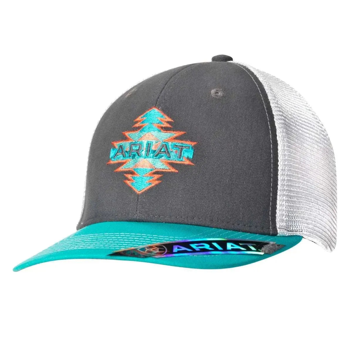Ariat Aztec Logo ball cap featuring embroidered Aztec pattern and adjustable strap, stylish headwear for casual wear.