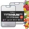 Strabella Titanium Cutting Board with antibacterial surface and scratch-resistant design, shown on a kitchen countertop.