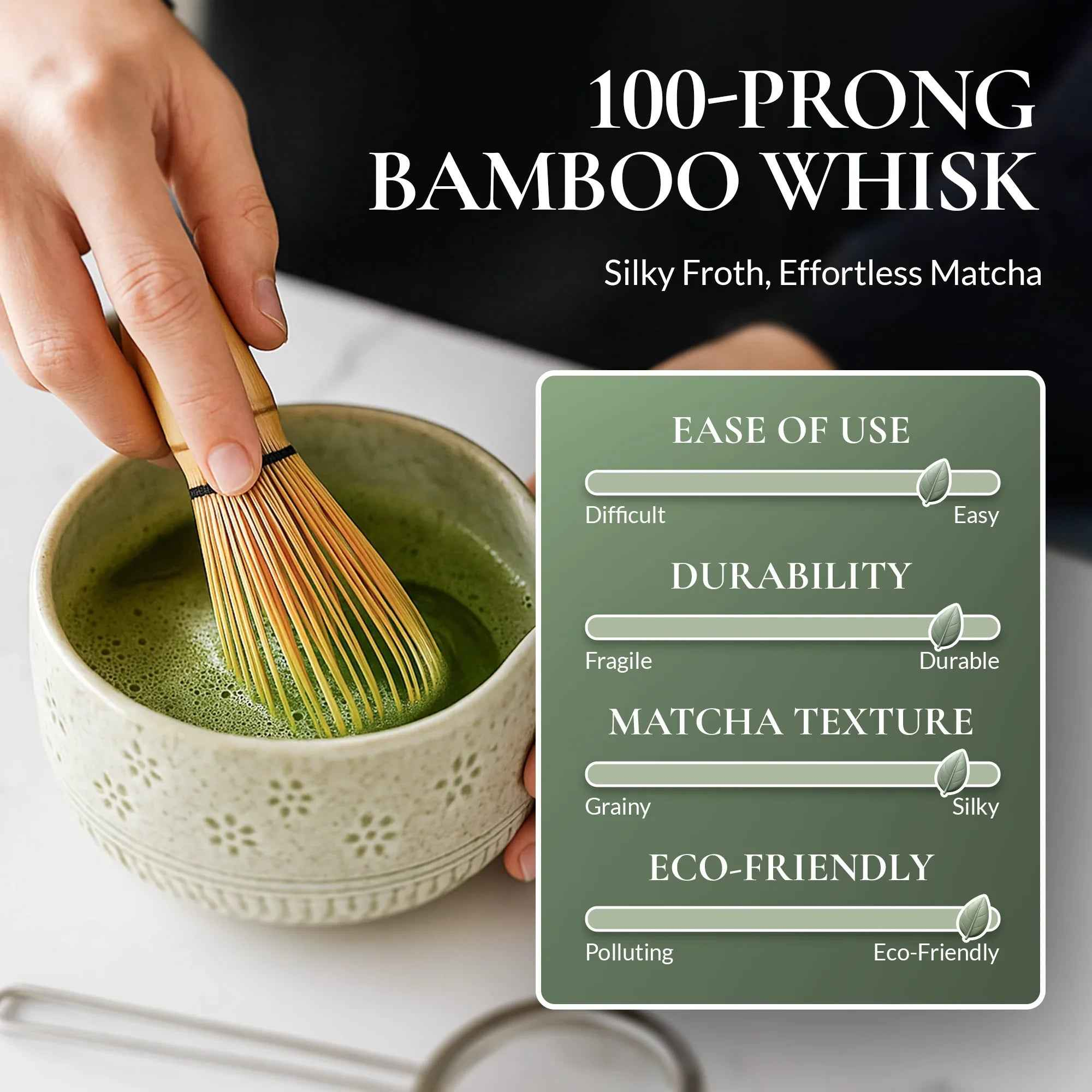Strabella-Home Matcha whisk set with bamboo whisk and ceramic bowl for preparing matcha tea, ideal for holiday gift.