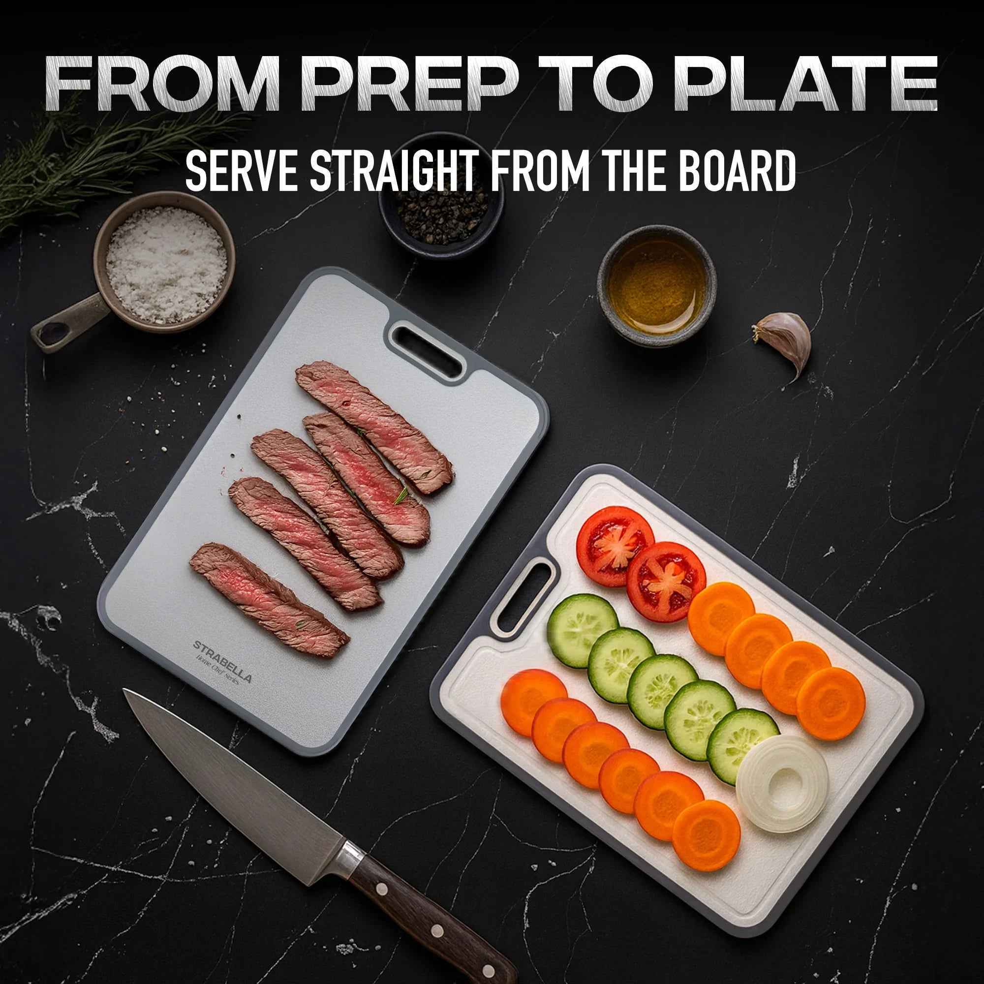 Strabella-Home titanium cutting board with antibacterial and scratch-resistant surface, ideal for food prep and kitchen use.