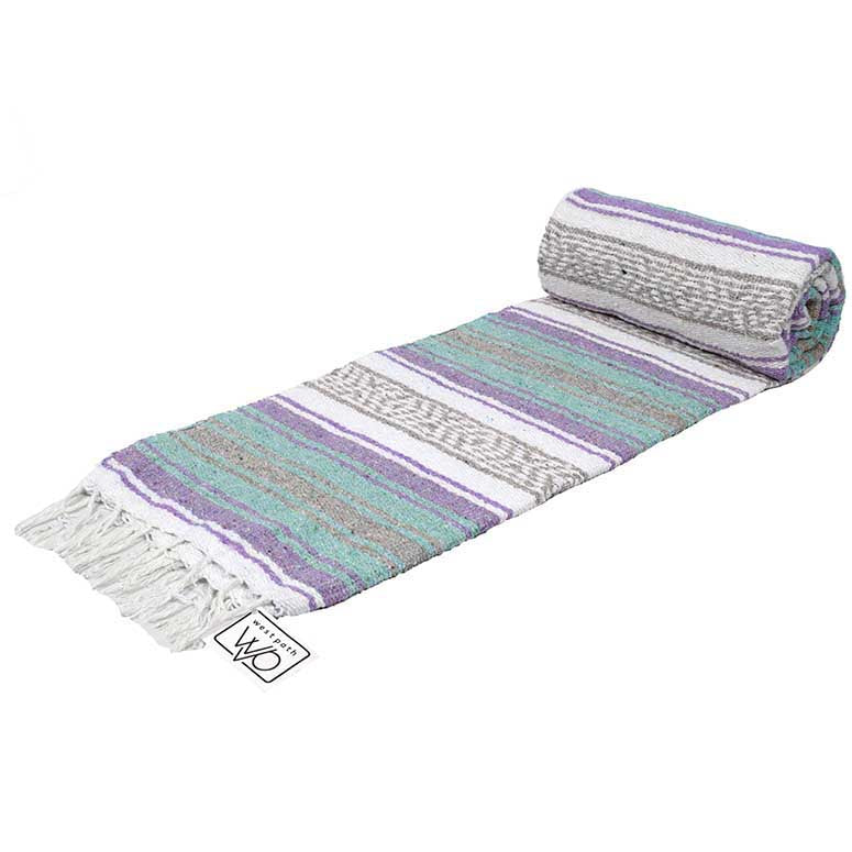 Seafoam Green & Pastel Purple Mexican Falsa Blanket - OVERLANDERS Outfitter