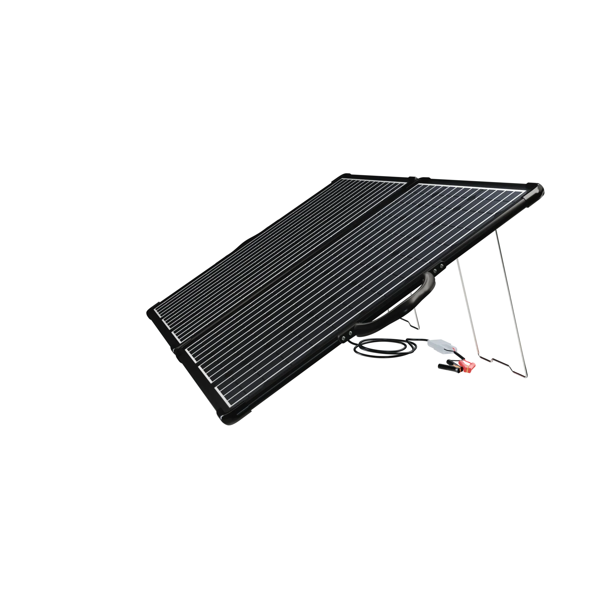 Green Vista Living ACOPower 120W portable solar panel kit with briefcase design and 20A charge controller, lightweight for outdoor use.