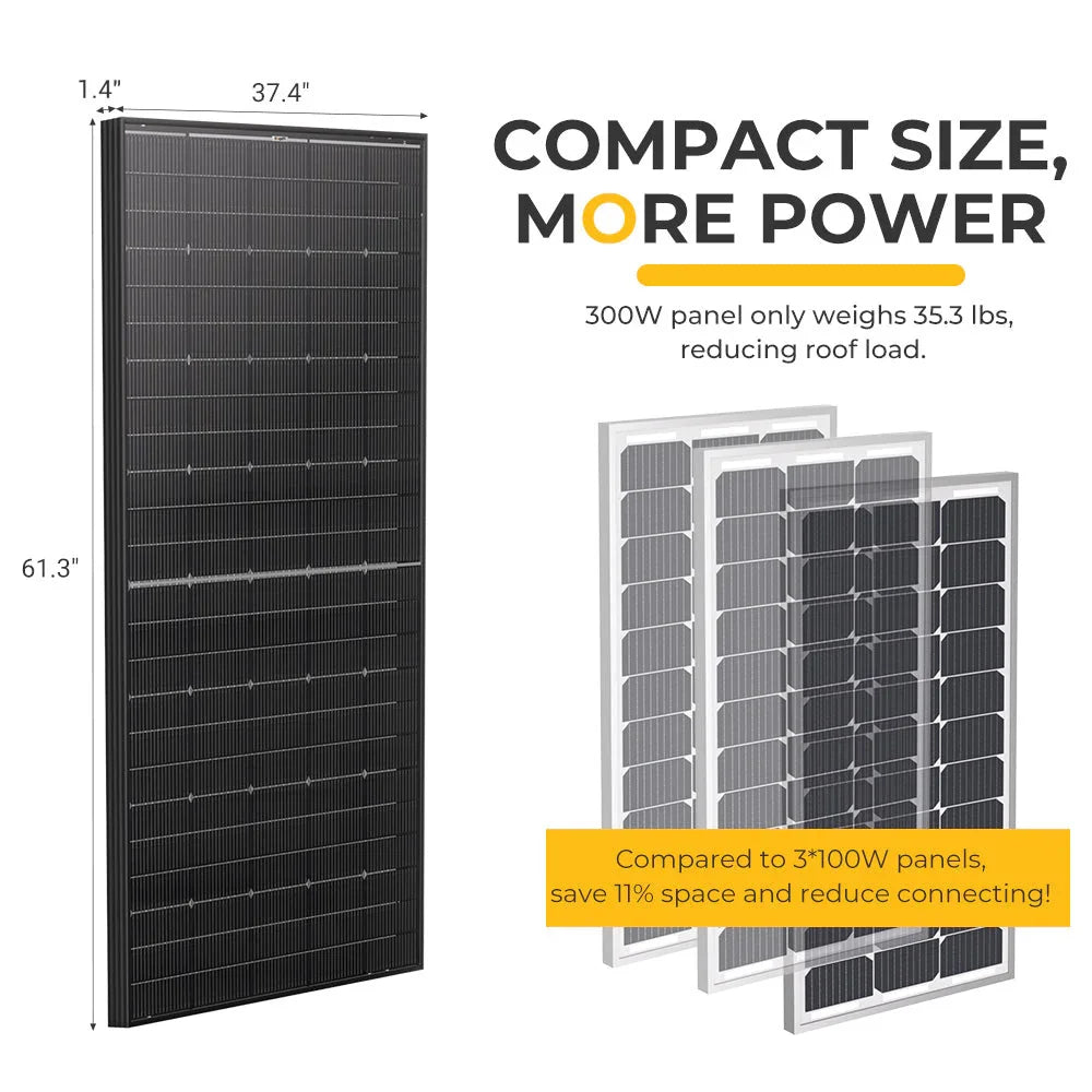 BougeRV 300 Watt N-Type Rigid Bifacial 16BB Mono Solar Panel - OVERLANDERS Outfitter