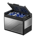 Green Vista Living BougeRV Rocky 55QT dual zone 12V portable car fridge with digital control and compact design.
