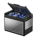 Green Vista Living BougeRV Rocky 69QT dual zone 12V portable car fridge with digital controls and sturdy design.