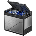 Green Vista Living BougeRV Rocky 81QT dual zone 12V portable car fridge with digital controls and sturdy design.