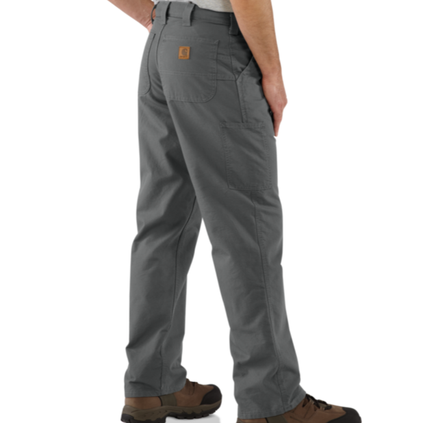 Grey thin carpenter jeans for men by Carhartt, featuring a relaxed fit and durable fabric, displayed on a neutral background.