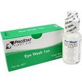1 oz. eye wash bottle for eye care, featuring clear liquid and label, designed for soothing and rinsing eyes.