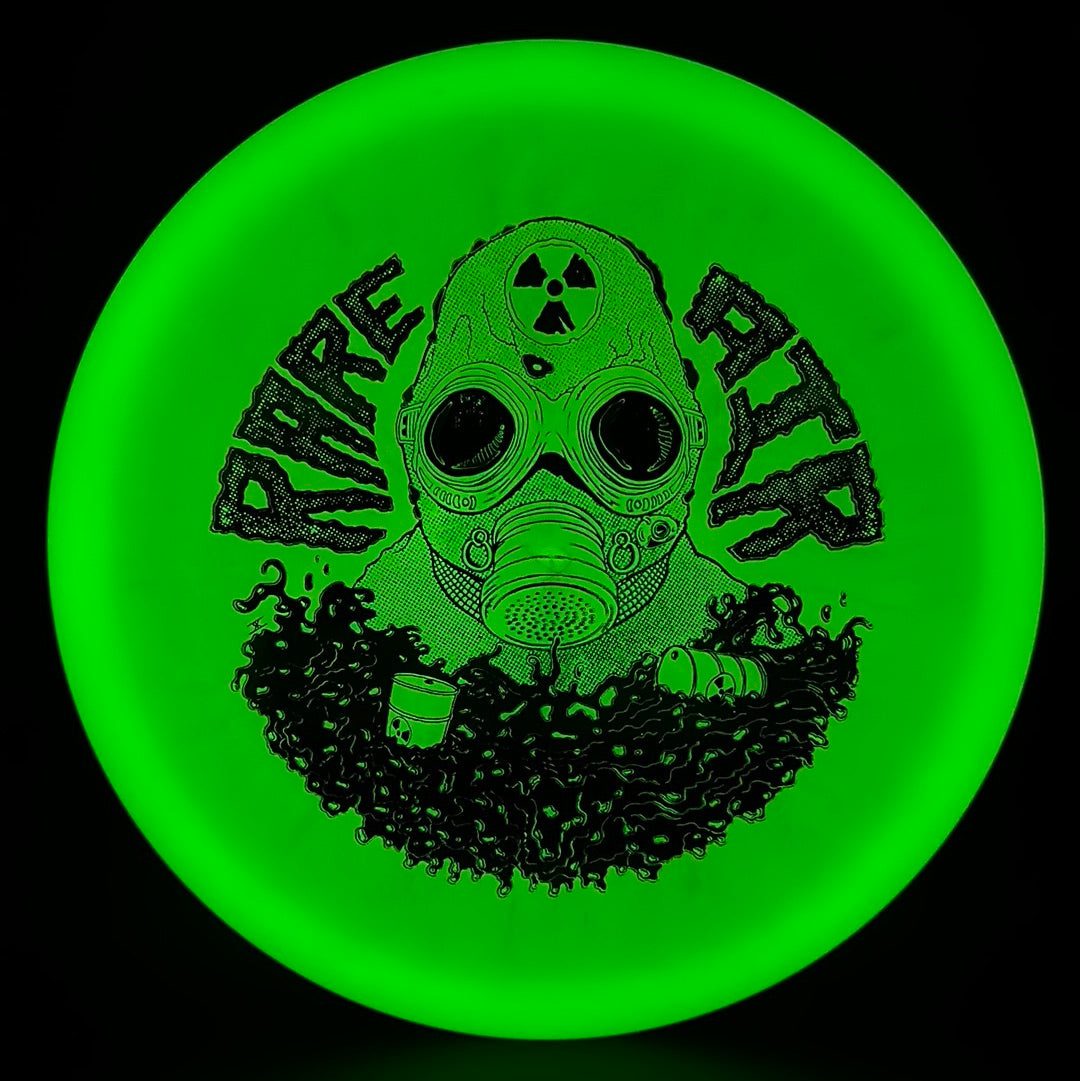 Rare Air Discs Lunar Recon Mortar F2 disc golf disc with Radioactive Man stamp in vibrant colors and detailed design.