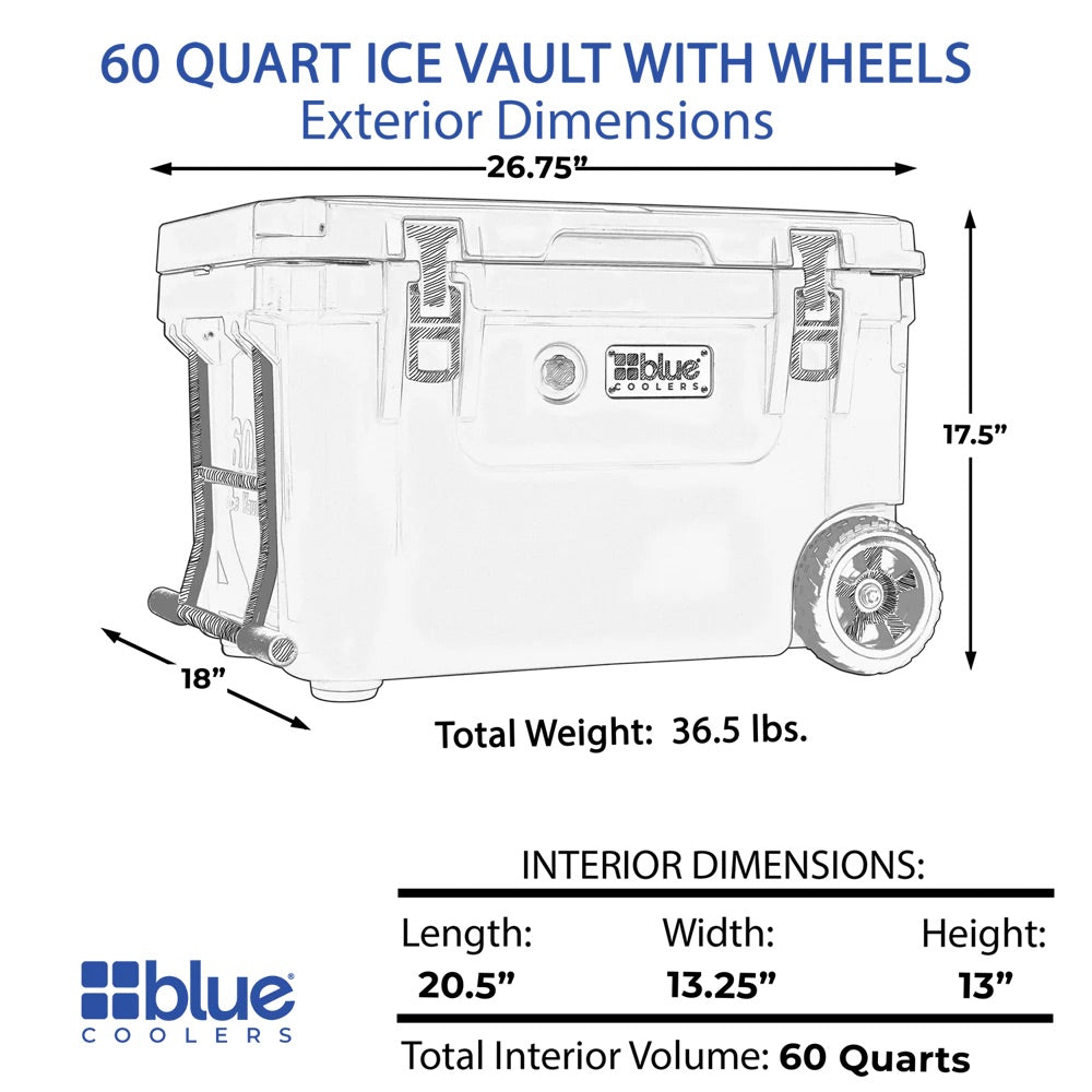 60 Quart Ice Vault Roto-Molded Cooler with Wheels - OVERLANDERS Outfitter