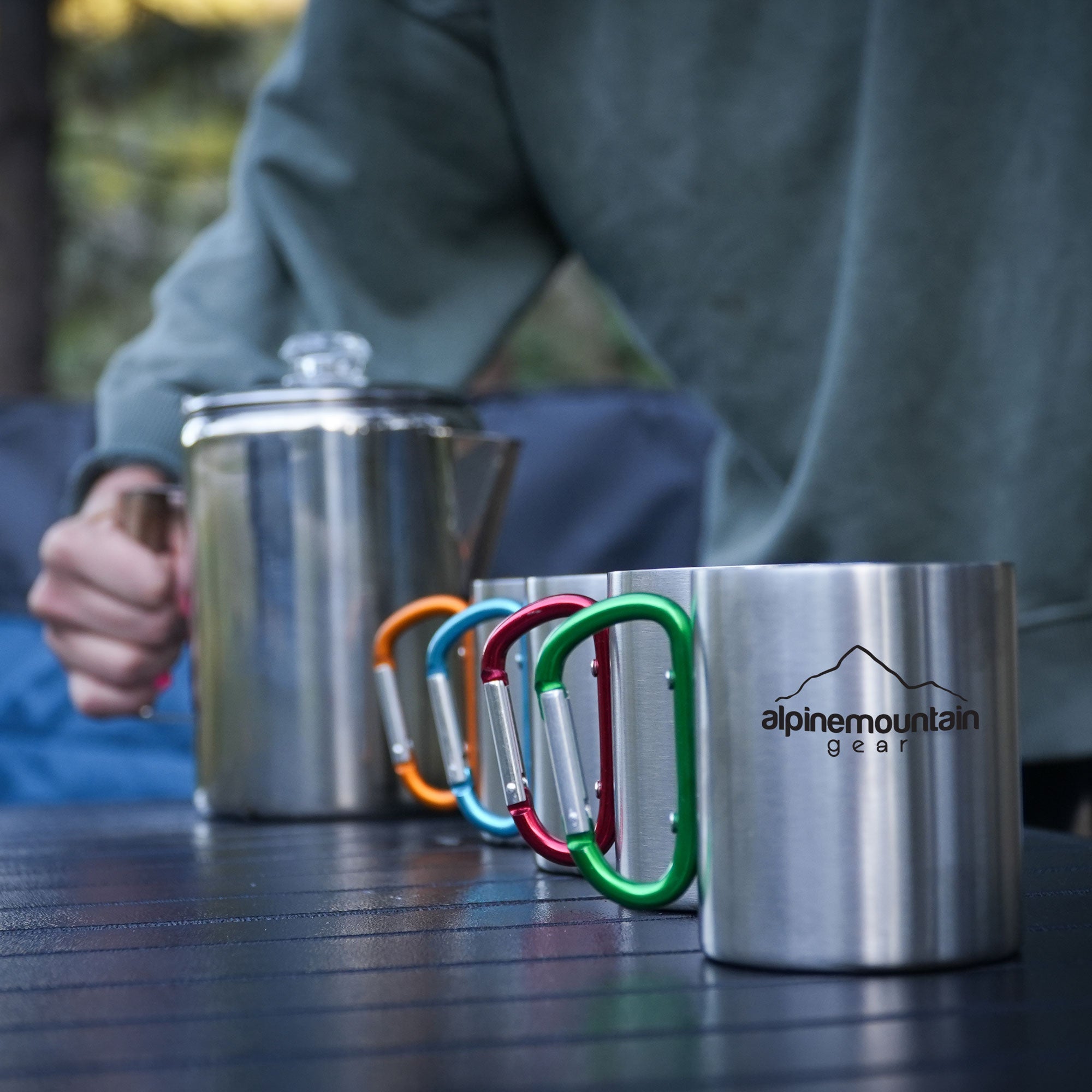 Stainless Steel Coffee Set - Percolator and Mugs - 5 Piece Set - OVERLANDERS Outfitter