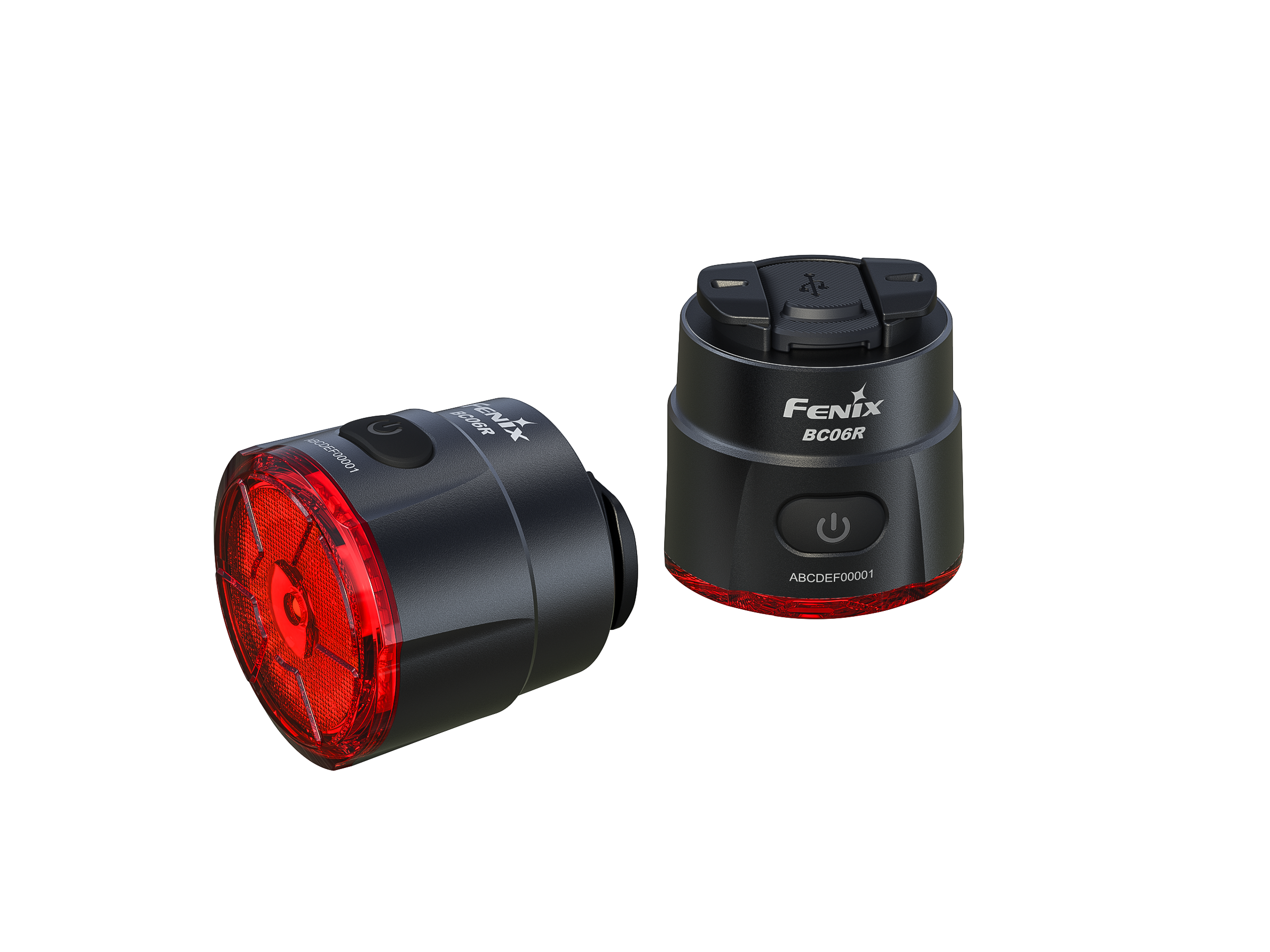 Fenix BC06R Smart-Brake Bicycle Taillight displaying a compact, red LED light with a sleek design for enhanced visibility.