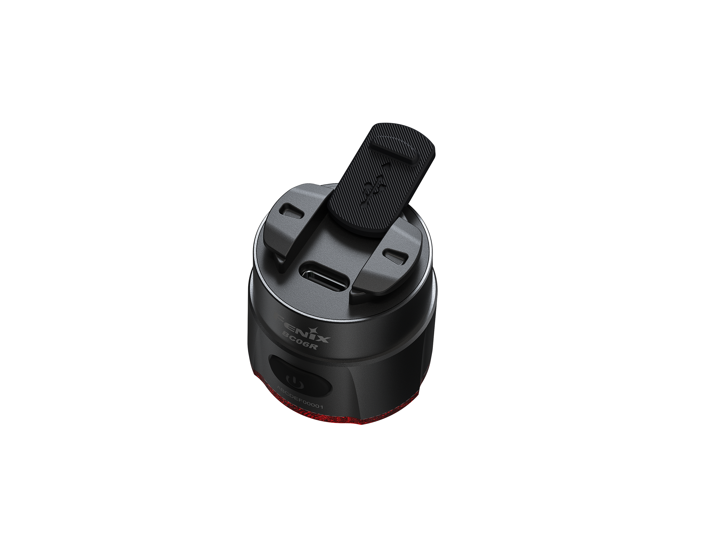Fenix BC06R Smart-Brake bicycle taillight with bright LED and sleek design, mounted on a bike for nighttime visibility.