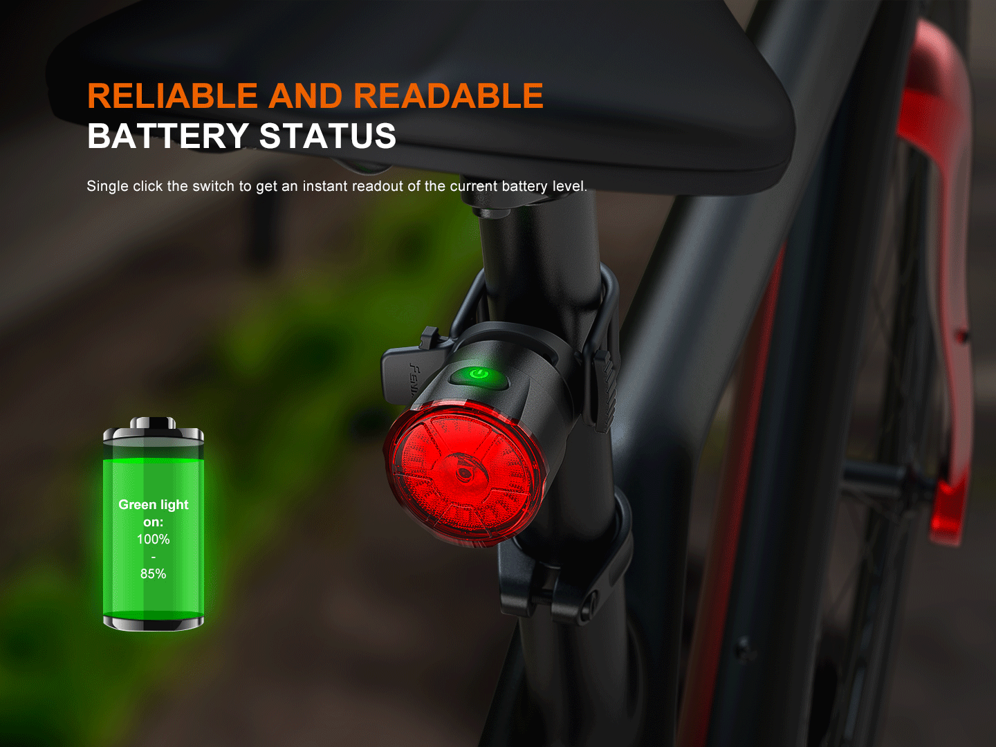 Fenix BC06R Smart-Brake bicycle taillight with LED lights, showcasing a sleek design and easy installation on a bike.